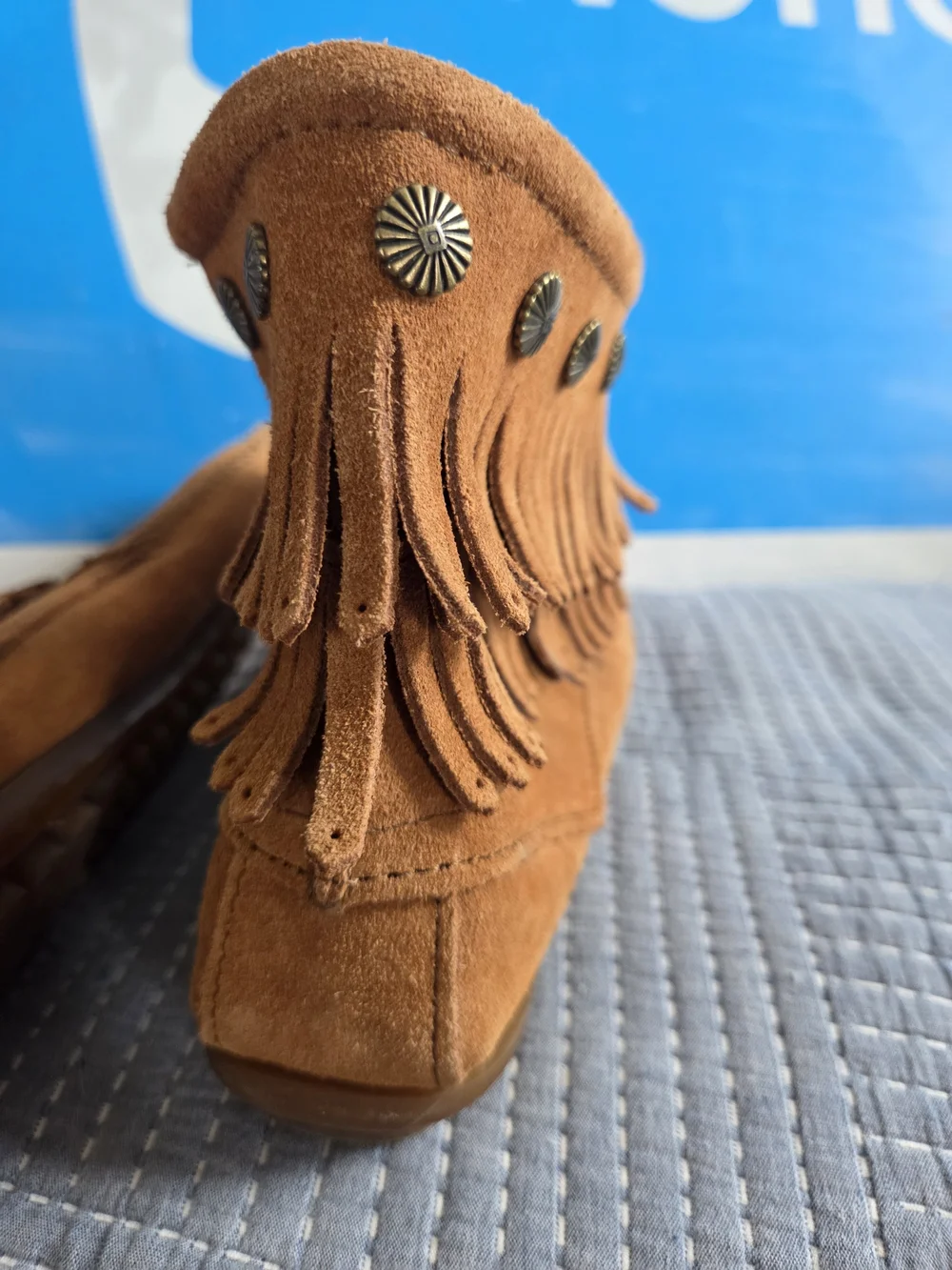 Minnetonka Suede Moccasin Boots - Chestnut Brown